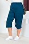 Women's Large Size Elastic Waist Comfort Model with Pockets Comfortable Fit Lycra Cotton Wide Leg Capri - 7