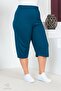 Women's Large Size Elastic Waist Comfort Model with Pockets Comfortable Fit Lycra Cotton Wide Leg Capri - 8