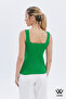 Women's New Season Full Stretchy Comfort Model Square Neck Knit Ribbed Look Tank Tank top with Thick Corded Fabric - 8