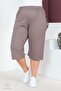 Women's Large Size Elastic Waist Comfort Model with Pockets Comfortable Fit Lycra Cotton Wide Leg Capri - 4