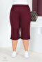 Women's Large Size Elastic Waist Comfort Model with Pockets Comfortable Fit Lycra Cotton Wide Leg Capri - 4