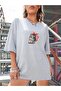 Women's Cute Cat Printed Oversize Tshirt - 2