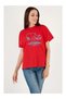 Snoopy Peanuts Records Design Oversize Wide Cut T-Shirt-Women's Black and White Loose Combed Cotton T-Shirt