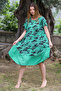 Dark Pastel Green - Ruffled Camouflage Skirt Pool Collar Casual Dress - 6