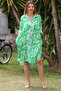 Light Green Shirt Collar Buttoned Long Sleeve Buttoned Allover Printed Woven Casual Dress - 4