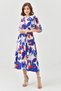 New Season Wrap Neckline Patterned Elastic Waist Batwing Sleeve Midi Summer Dress for Women 096 - 7