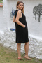 Organic Cotton Black Round Neck Sleeveless Pocketed Woven Casual Muslin Dress - 5