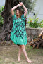 Dark Pastel Green - Ruffled Camouflage Skirt Pool Collar Casual Dress - 5