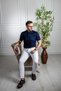 Polo Collar 100% Mercerized Cotton Classic Fit Patterned Navy T-Shirt - 4