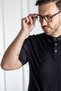 Polo Collar 100% Mercerized Cotton Classic Fit Patterned Black T-Shirt - 7