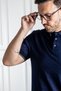 Polo Collar 100% Mercerized Cotton Classic Fit Patterned Navy T-Shirt - 7