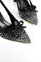 Olivia Women's Stiletto Rhinestone Pointed Toe Bow Detail Open Back Evening Dress Classic Heels - 2