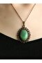 Natural Stone Green Agate Natural Stone Authentic Women's Necklace with 45 cm Chain Euk13Ya - 2