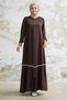Hazel Stripe Pattern Ribbed Bitter Brown Ferace - 4