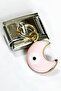 Italian Steel Bracelet Charm Pink Enamel Crescent Evil Eye Bead (1 Pc) 9mm Scb26C - 2
