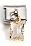 Italian Steel Bracelet Charm with Dangle Solitaire (1 Pc) 9mm Scb26C