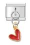 Italian Steel Bracelet Charm with Red Enamel Heart (1 Pc) 9mm Scb26C