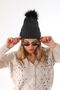 Women's Winter Anthracite Pompom Knitwear Beret