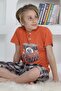 Boy's Short Sleeve Capri Collar Plaid Tile Color Pajama Set with Placket and Buttons - 3