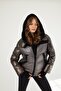 Brown Metallic Inside with Isolin Sleeves, Knitwear, Fur and Detachable Casey Women's Genuine Leather Coat - 6