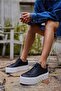 SARAH WOMEN'S BLACK REAL LEATHER SNEAKER - 3