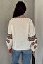 Women's Elastic-Cuffed Balloon Sleeve Vintage Embroidered Cotton Blouse - 5