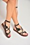 S374781503 Black Genuine Leather Flip Flop Women's Sandals - 5
