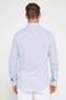 Men's Slim Fit Long Sleeve 100% Cotton Linen Texture Blue Shirt with Epaulettes - 6