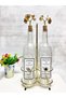 Transparent Oil Pot Non-Spill Ginko Model 750ml Oil Pot with Cork Stopper and Gold Stand - 2