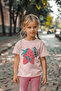 Girl Light Pink Strawberry Pattern Sequined Cotton Knitted Short Sleeve T-Shirt Tkdss24Ts00007