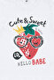 White Girl Strawberry Patterned Crew Neck Cotton Knitted Short Sleeve T-Shirt Tkdss24Ts00043 - 5