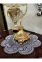 Placemat Embroidery Luxury Tableware Damla Table And Presentation Set Dowry Bowl Gray - 2