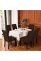 6-Piece Chair Cover Dark Brown Color Lycra Washable