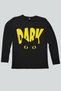 Dark Cat Black Crew Neck Long Sleeve Combed Cotton Women's T-Shirt - 2