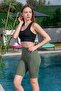 Khaki High Waist Enhancer Ultra Flexible Biker Leggings Suitable for Marine Use - 3