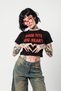 Big Heart Printed Black Cropped Top - 4