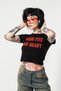 Big Heart Printed Black Cropped Top