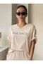 Women's White Balance Printed Oversize T-Shirt - 5
