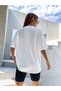 Women's White Barcelona Printed Oversize T-Shirt - 3