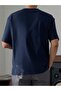 Men's Navy Blue Plain New York Printed Oversized T-Shirt - 2