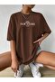 Women's Brown Palm Springs Printed Oversize T-Shirt - 3