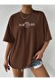 Women's Brown Palm Springs Printed Oversize T-Shirt - 5