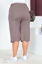 Women's Large Size Elastic Waist Comfort Model with Pockets Comfortable Fit Lycra Cotton Wide Leg Capri - 5