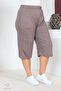 Women's Large Size Elastic Waist Comfort Model with Pockets Comfortable Fit Lycra Cotton Wide Leg Capri - 7