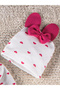 Baby Girl Set with Heart 3 Piece Bow and Hat - 2