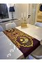 Runner Ramadan Bear Burgundy Gold 43X140Cm Ramadan Table Eid Kareem Iftar Table Mubarak Sahur