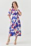 New Season Wrap Neckline Patterned Elastic Waist Batwing Sleeve Midi Summer Dress for Women 096