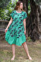 Dark Pastel Green - Ruffled Camouflage Skirt Pool Collar Casual Dress - 7