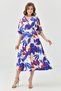 New Season Wrap Neckline Patterned Elastic Waist Batwing Sleeve Midi Summer Dress for Women 096 - 4