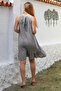 Italian Mink Halter Neck Ruffled Woven Casual Viscose Dress - 8